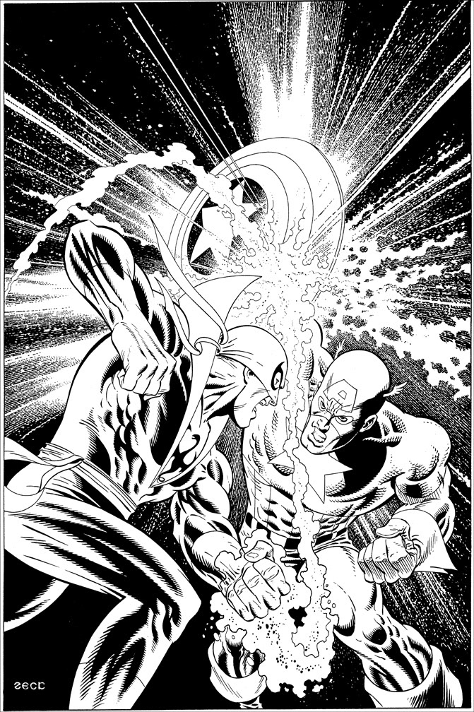 Cover Recreation: Captain America Annual issue 8v4. Iron Fist replaces Wolverine for this version.
