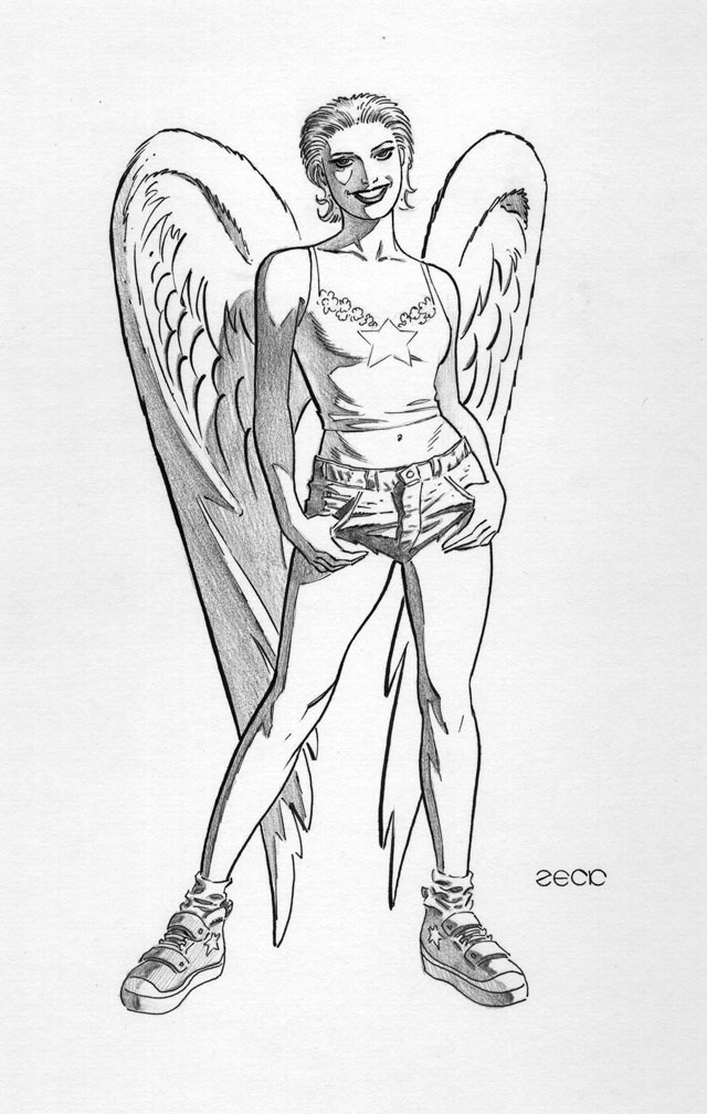 Angel sketch. Not X-Men related. Another indie character.
