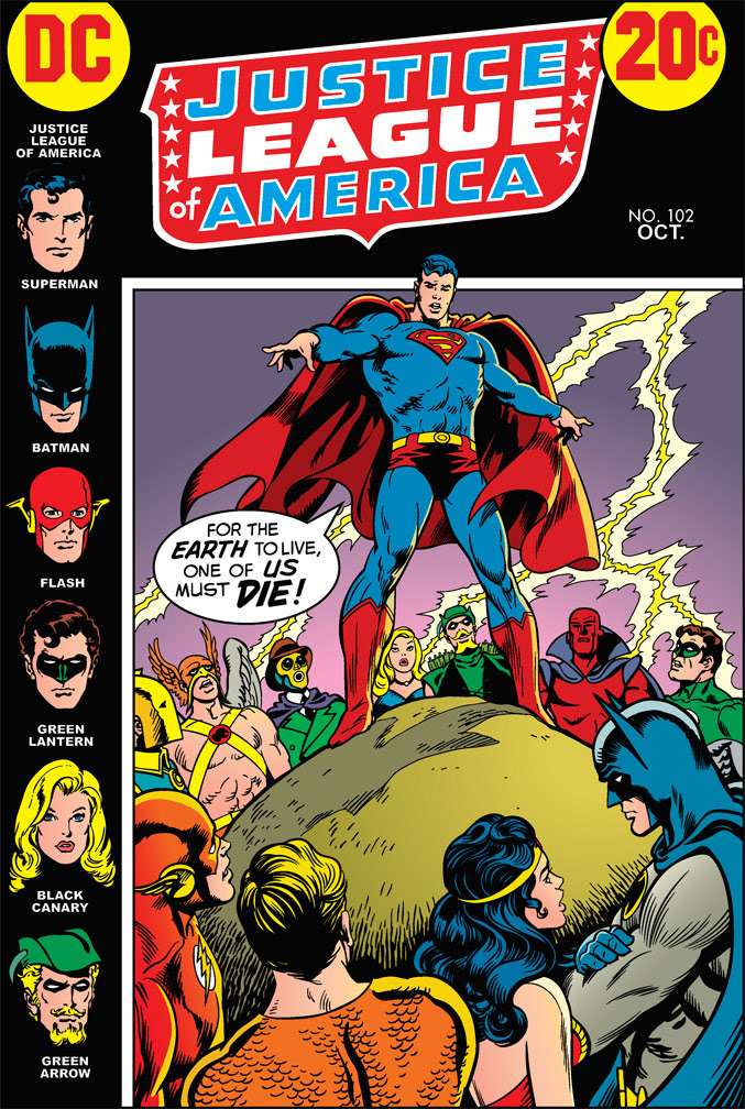 DC75 vector cover recreation: JUSTICE LEAGUE OF AMERICA 102, October, 1972 issue.