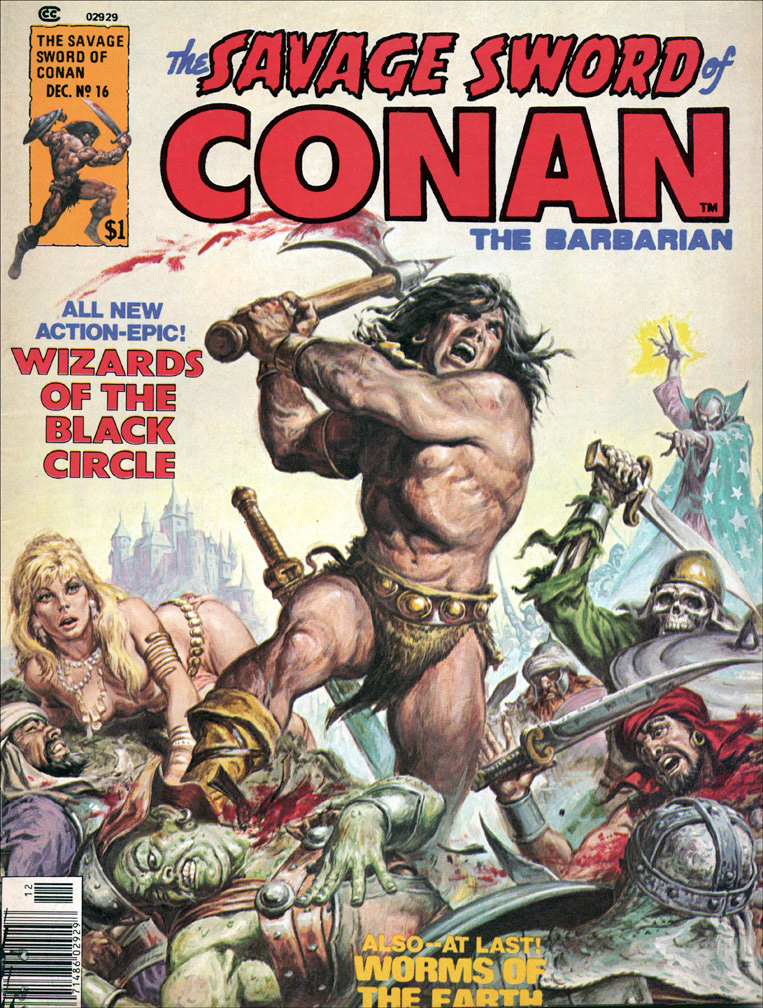 SAVAGE SWORD OF CONAN, Vol 1 Number 16, December, 1976 issue. One inside cover illustration for this issue.