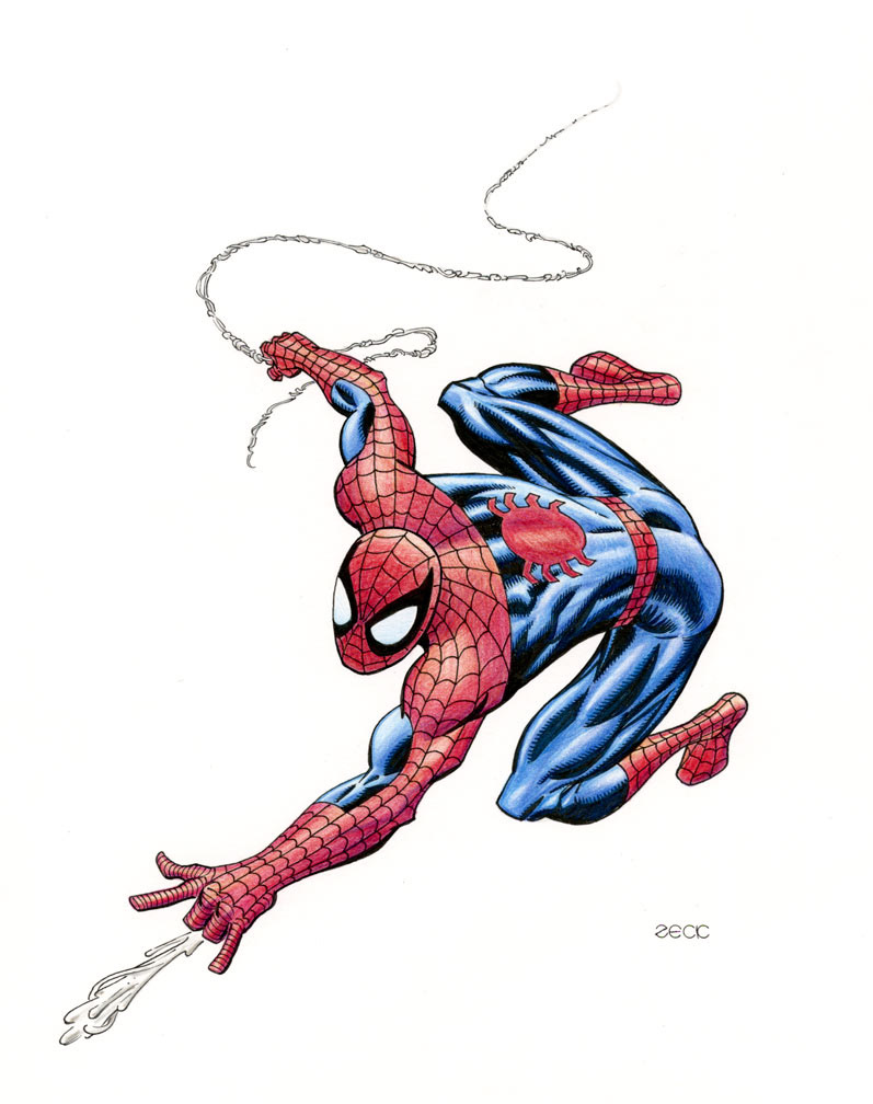 Spider-Man 2 of 3. Colored pencil finishes.