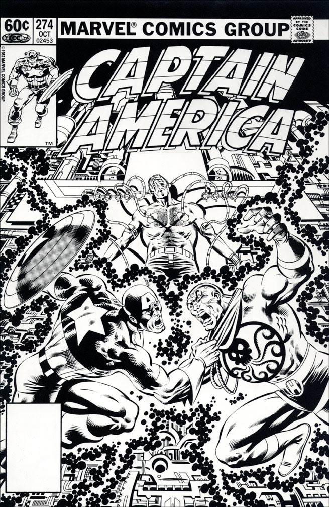 CAPTAIN AMERICA: Issue 274 - Black and white cover art by Zeck (p) Beatty (i)