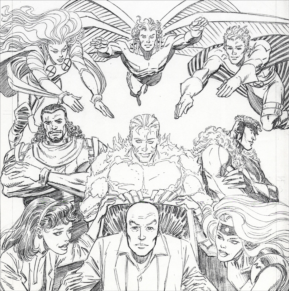 MARVEL HERO CAPS, X-MEN 2 of 4 (1994) Pencil art for Marvel character pogs by Mike Zeck