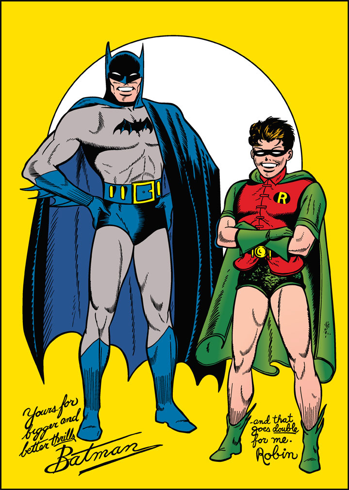 DC75 vector pinup recreation: BATMAN AND ROBIN, Golden Age pinup.