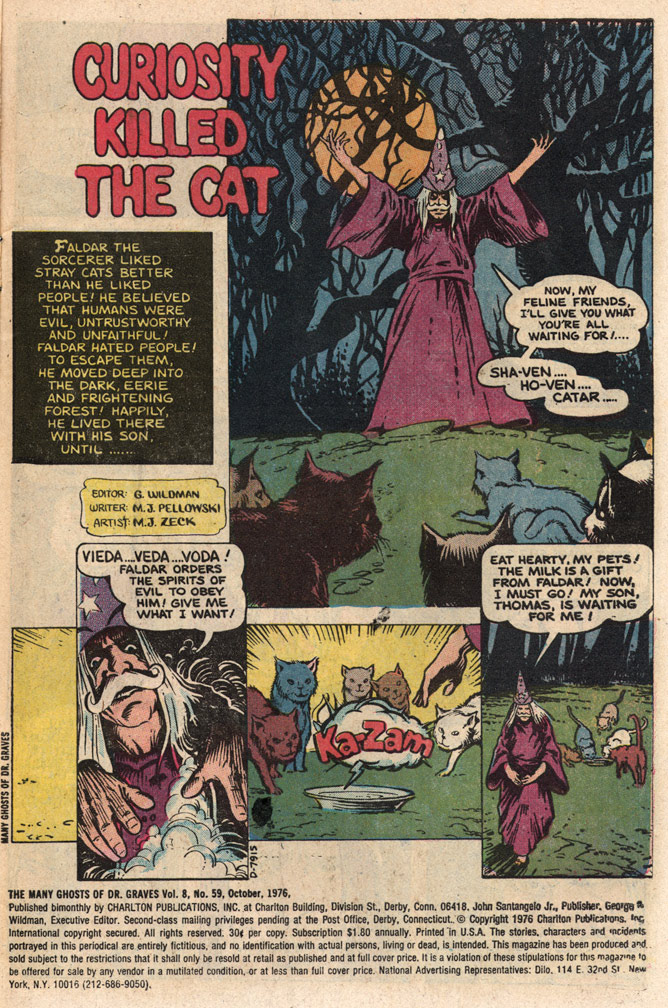THE MANY GHOSTS OF DR. GRAVES, Vol 8 No 59, October, 1976. Interior sample, Mike Zeck (pencils / inks/ lettering) 