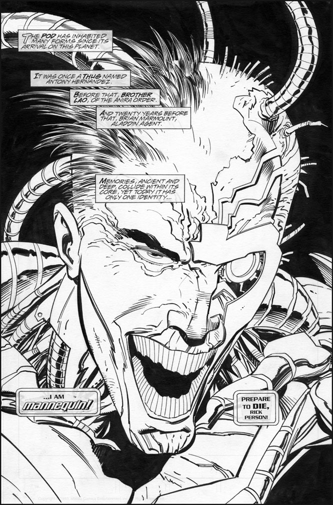ELIMINATOR 3, July, 1995. Interior page art. Mike Zeck (pencils) / Denis Rodier (inks)