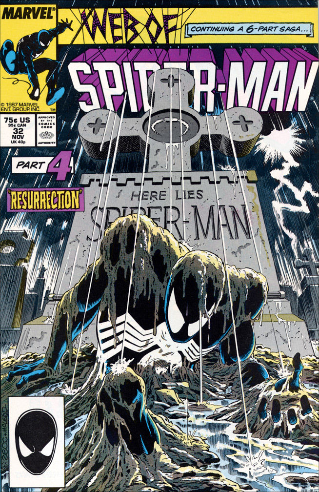 WEB OF SPIDER-MAN, Vol 1 Number 32, November 1987 issue. COVER: Mike Zeck (pencils) Bob McLeod (inks) INTERIOR: Mike Zeck (pencils) Bob McLeod (inks)