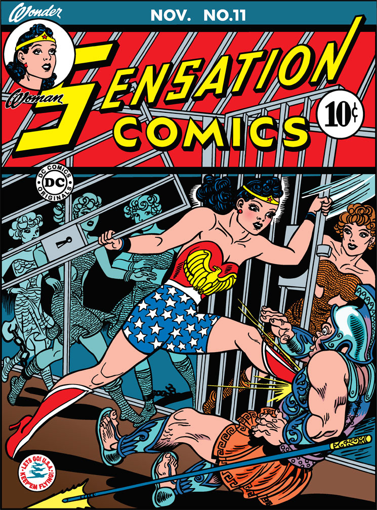 DC75 vector cover recreation: SENSATION COMICS 11, November, 1942 issue.