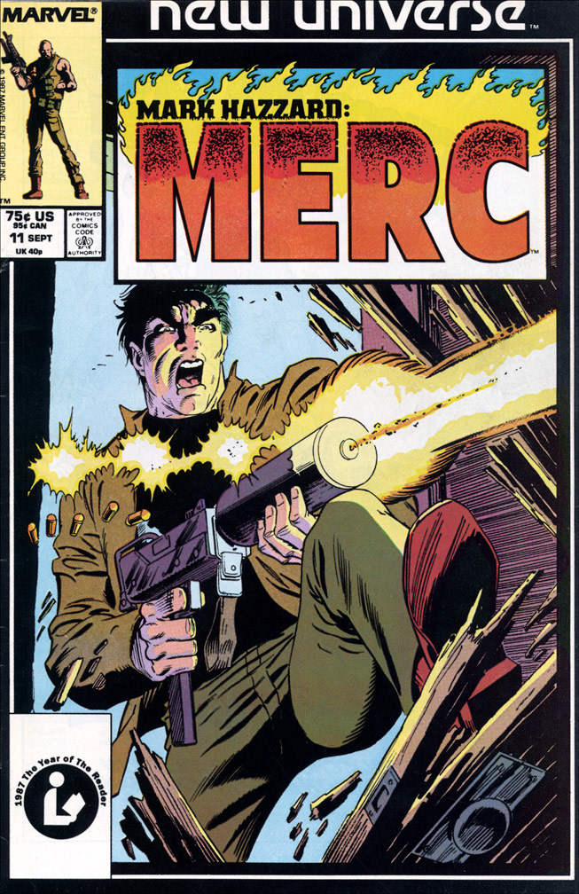 MARK HAZZARD: MERC, Vol. 1 No. 11, September, 1987 issue. COVER: Mike Zeck (pencils), Bob McLeod (inks)