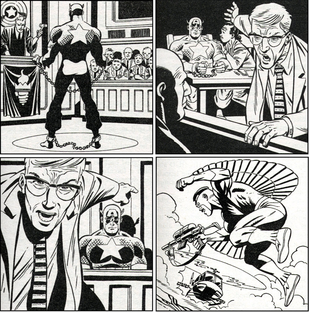 CAPTAIN AMERICA: LIBERTY'S TORCH, 1998. Chapter  illustration samples by Mike Zeck (pencils) and Bob McLeod (inks)