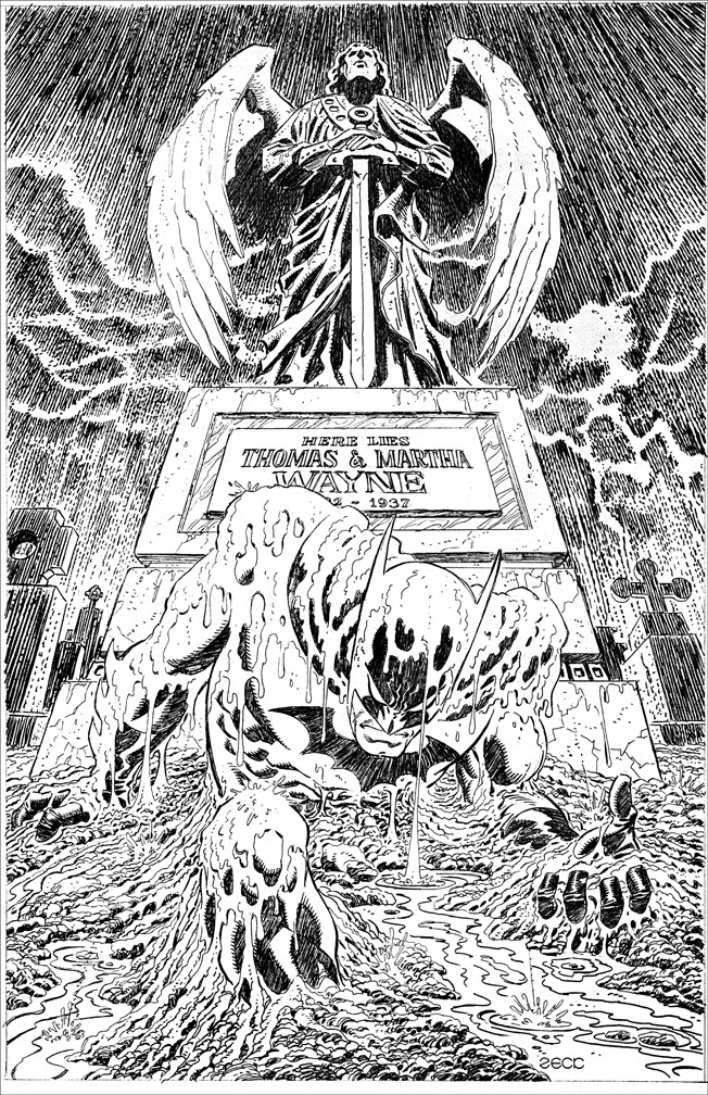 Cover Recreation: Web of Spider-Man issue 32v2. Batman replaces Spidey, and with the Wayne Family headstone.