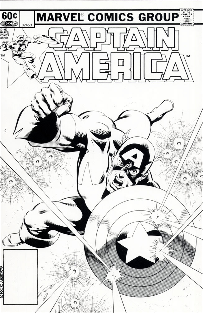 CAPTAIN AMERICA: Issue 275 - Black and white cover art by Zeck (p) Beatty (i)