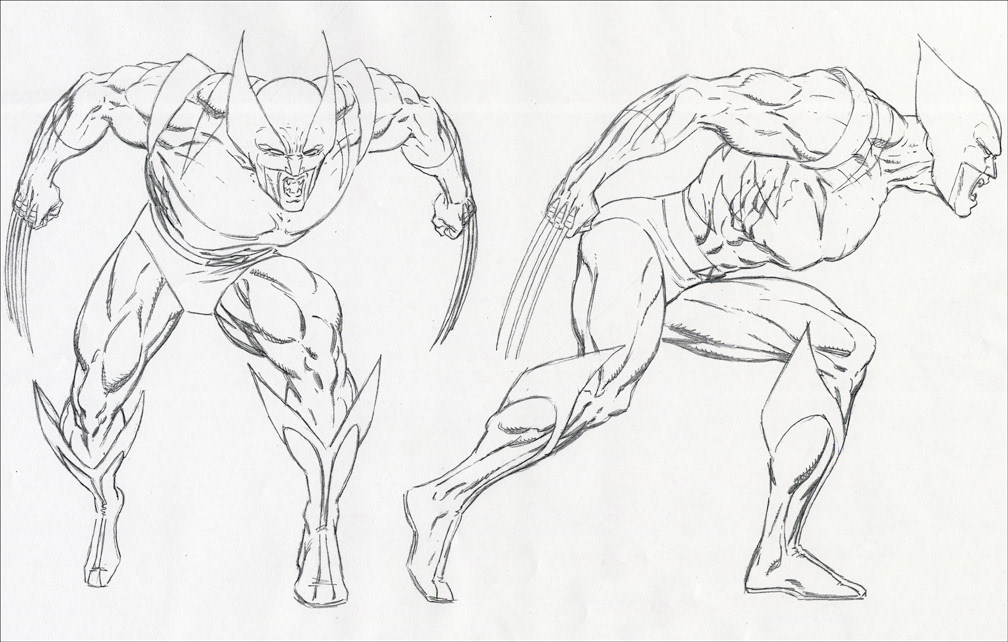 HORIZON MODEL KITS: WOLVERINE / I created some Marvel character turnaround views for some of the Horizon Model Kits during the early 90s. One Wolverine sample here.