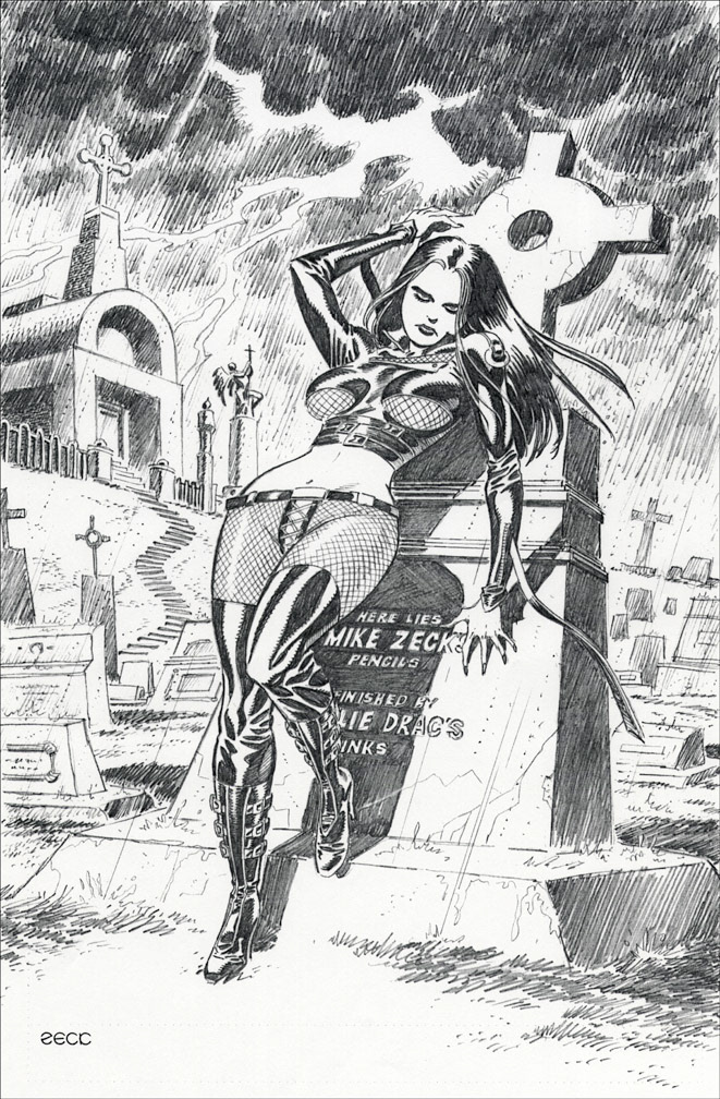 Commissioned by a small press comics publisher. A pinup of Sadie, a lead character in one of his titles.