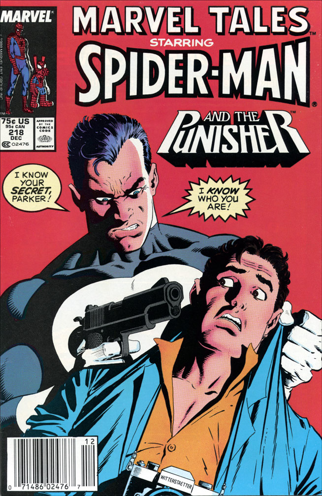 MARVEL TALES, Vol 1 Number 218, December, 1988 issue. COVER by Mike Zeck (pencils / inks)