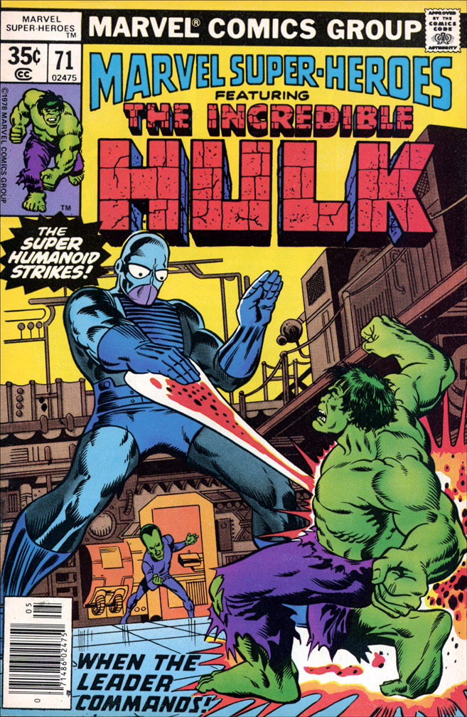 MARVEL SUPER HEROES, Vol 1 Number 71, May, 1978 issue. COVER by Mike Zeck (pencils) and Joe Sinnott (inks)