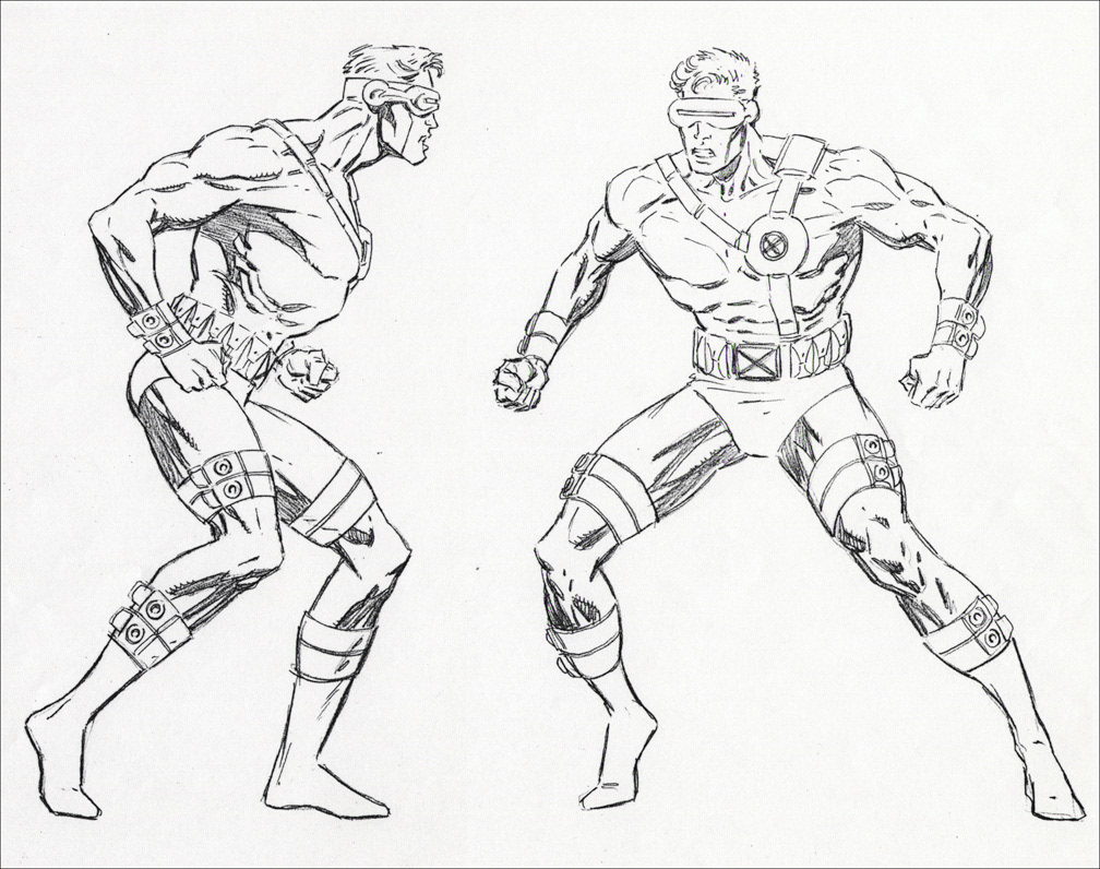 HORIZON MODEL KITS: CYCLOPS / I created some Marvel character turnaround views for some of the Horizon Model Kits during the early 90s. One Cyclops sample here.