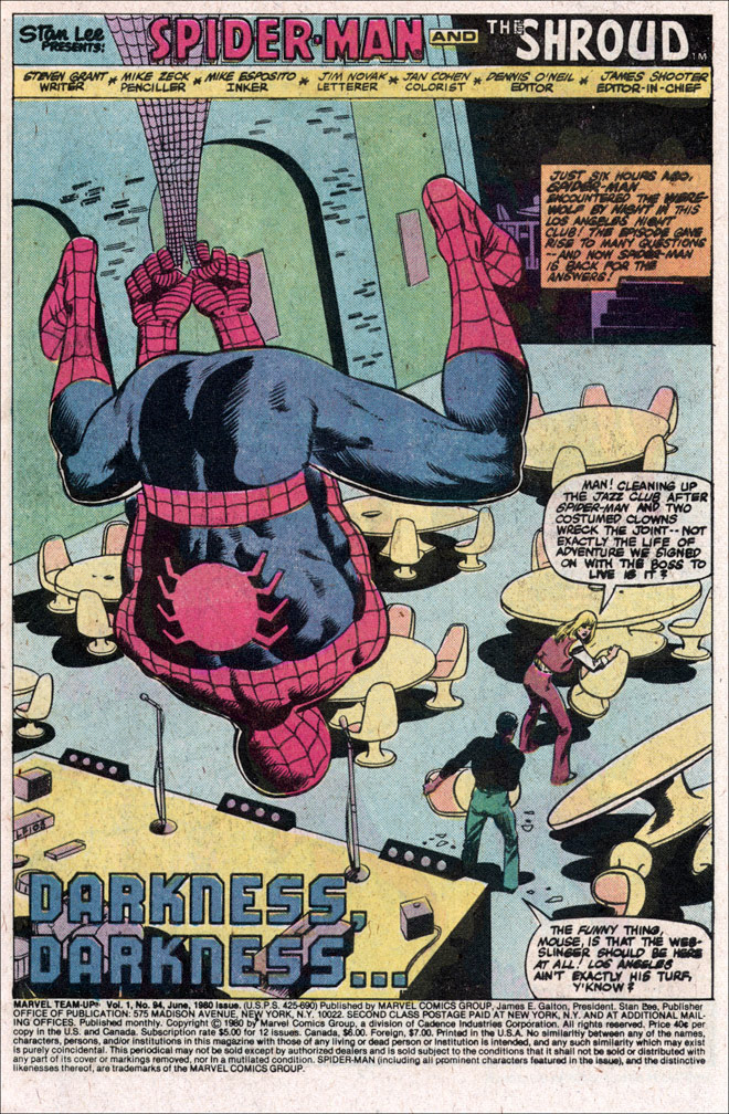 MARVEL TEAM-UP #94 interior page sample. Mike Zeck (pencils) and Mike Esposito (inks)