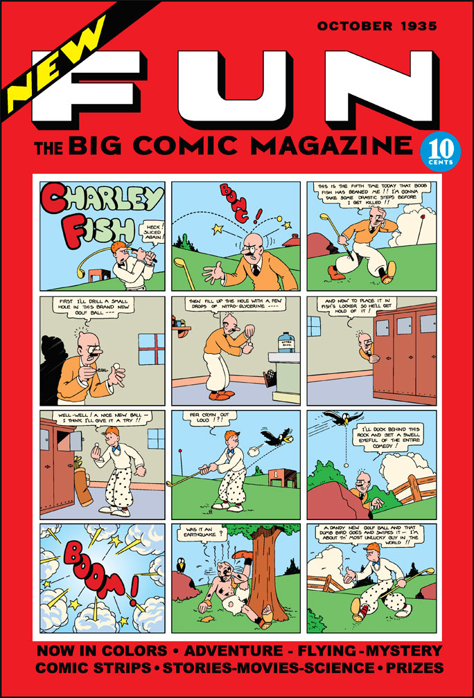 DC75 vector cover recreation: NEW FUN 6, October, 1935 issue.