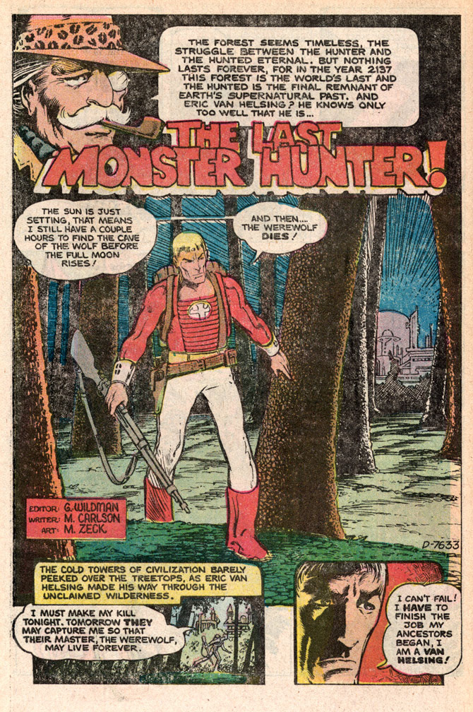 MONSTER HUNTERS, Vol 2 No 5, April, 1976. Interior sample, Mike Zeck (pencils / inks/ lettering) 