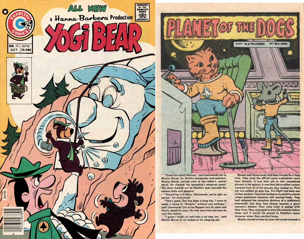 YOGI BEAR, Vol 6 No 28, October, 1975. INTERIOR: Spot illustrations for a two page text story. Sample shown next to cover. Spot illo, Mike Zeck (pencils / inks)