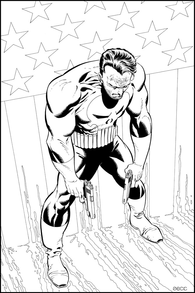 Cover Recreation: Captain America issue 332. Punisher replaces Captain America for this version.