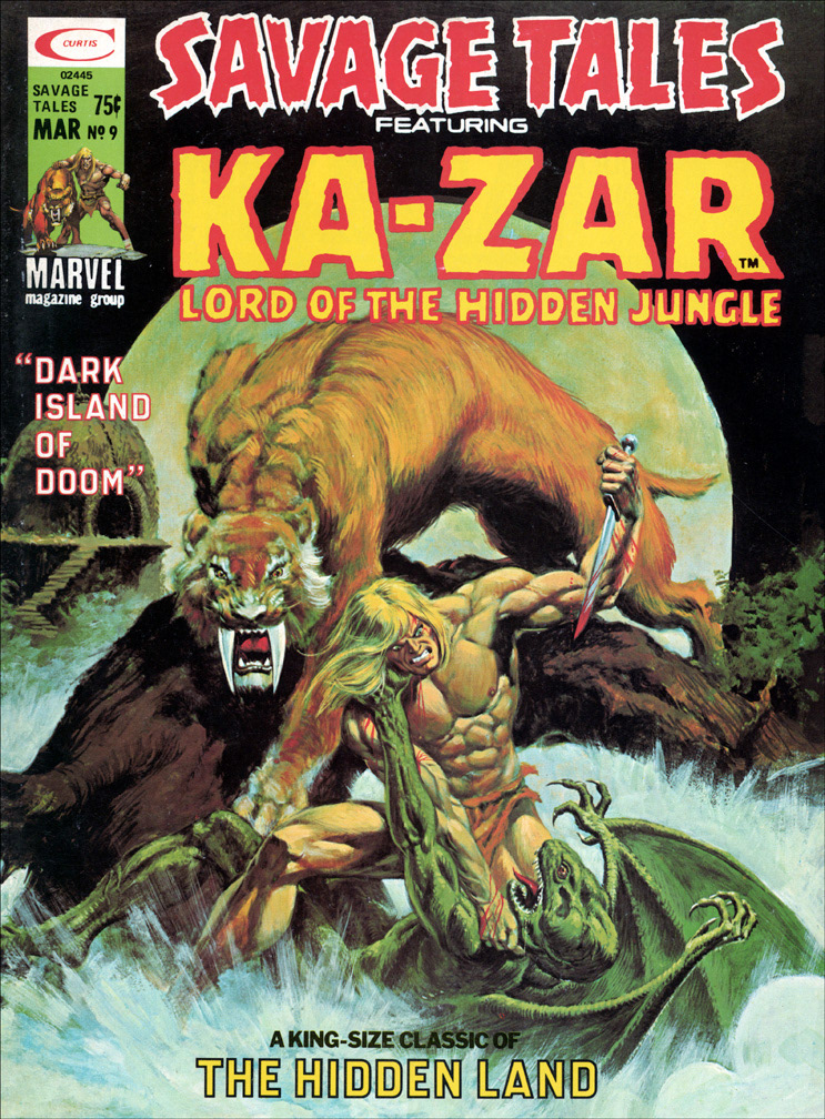 SAVAGE TALES FEATURING KA-ZAR, Vol 1 Number 9, March, 1975 issue. One inside cover llustration for this issue.