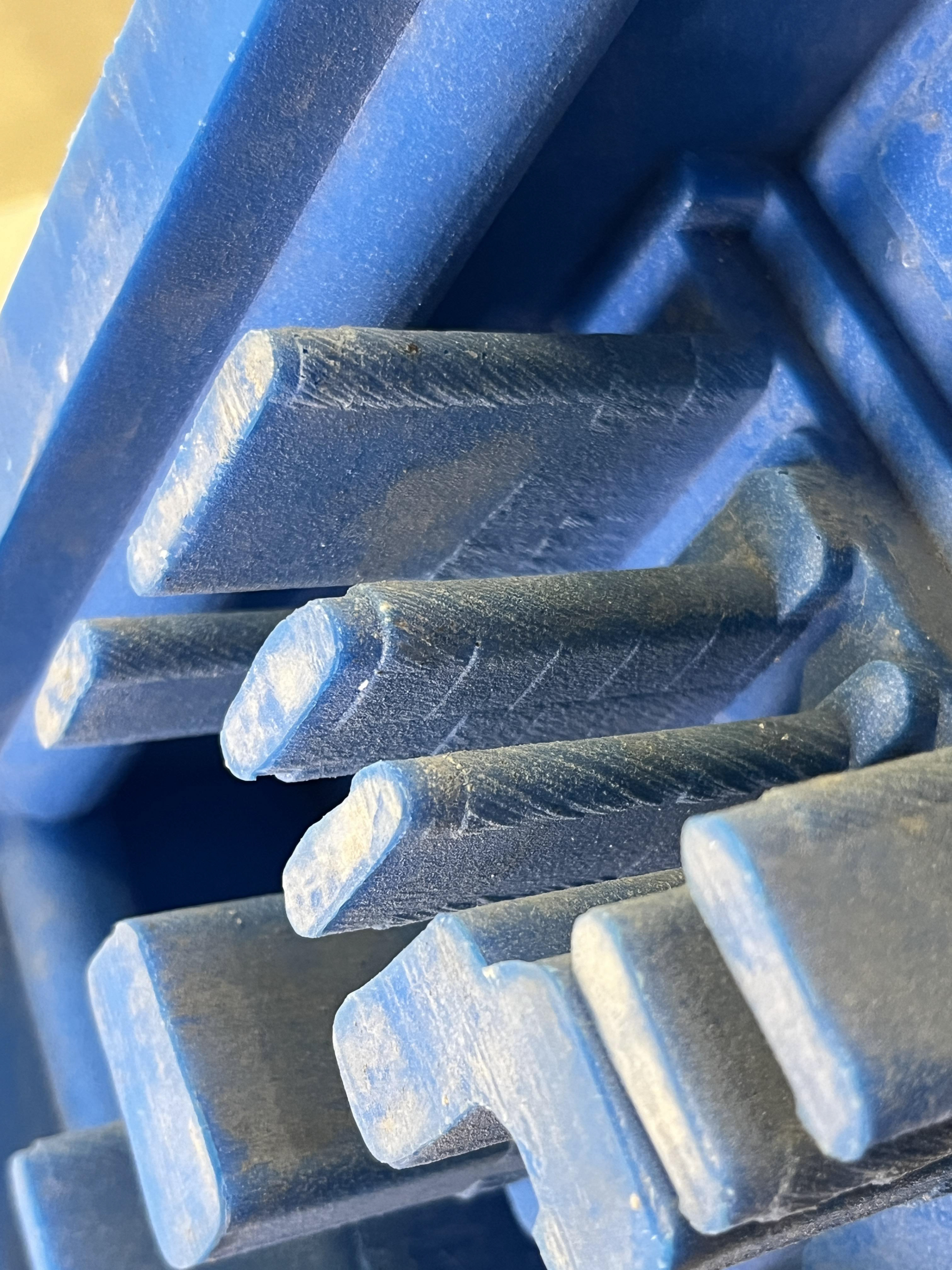 Marks from the CNC show through the silicone and into the concrete and sugar