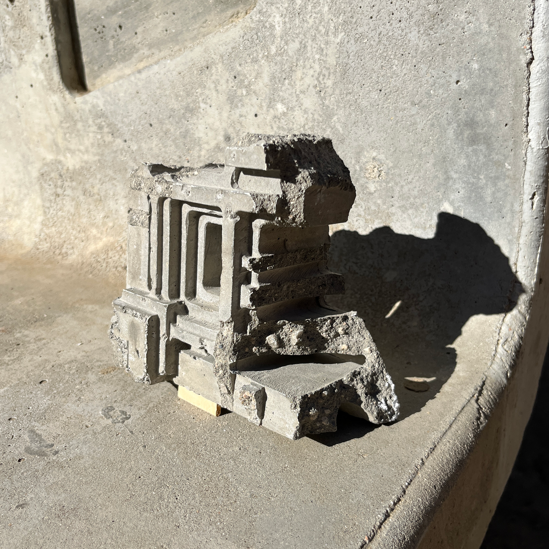 shattered concrete block
