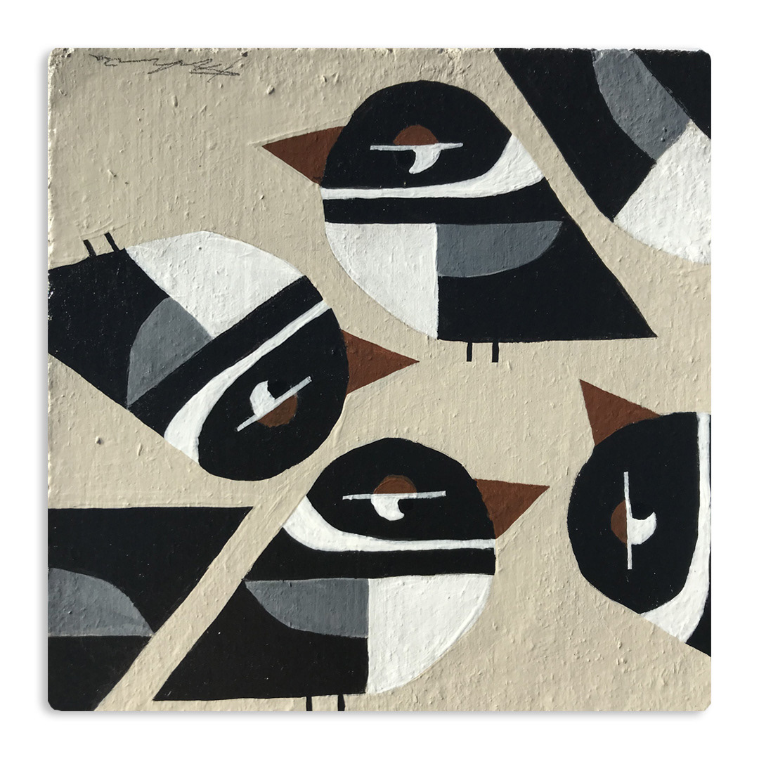 Chickadee Chickadee | 5.25x5.25" acrylic on recycled block