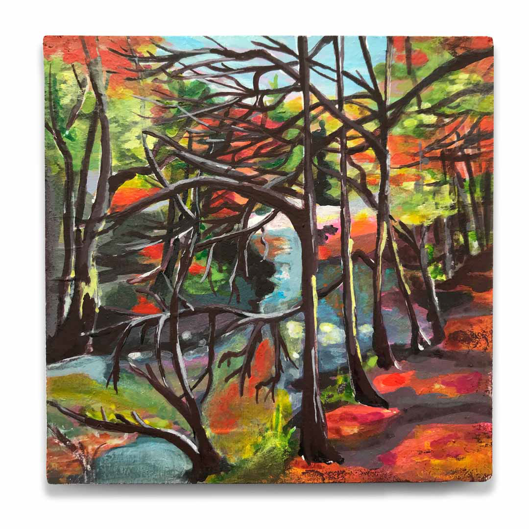 Balls Falls | 5.25x5.25" acrylic on recycled block [sold]