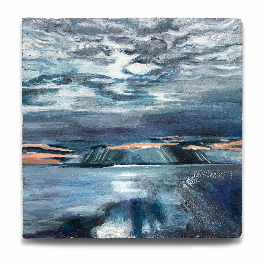 Stormy Rodanthe | 5.25x5.25" acrylic on recycled block [SOLD]