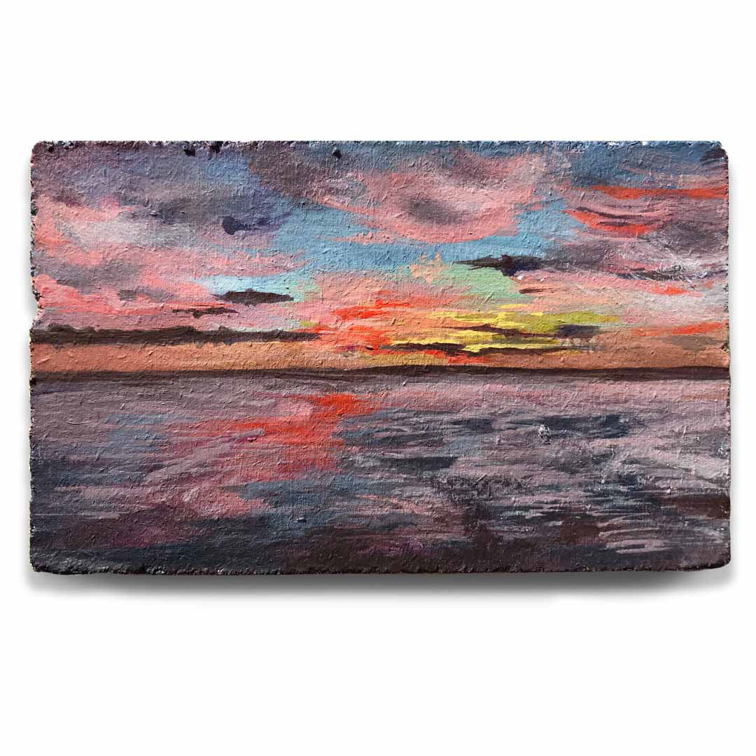 Rodanthe Sunset |3.25x3.25" acrylic on recycled block