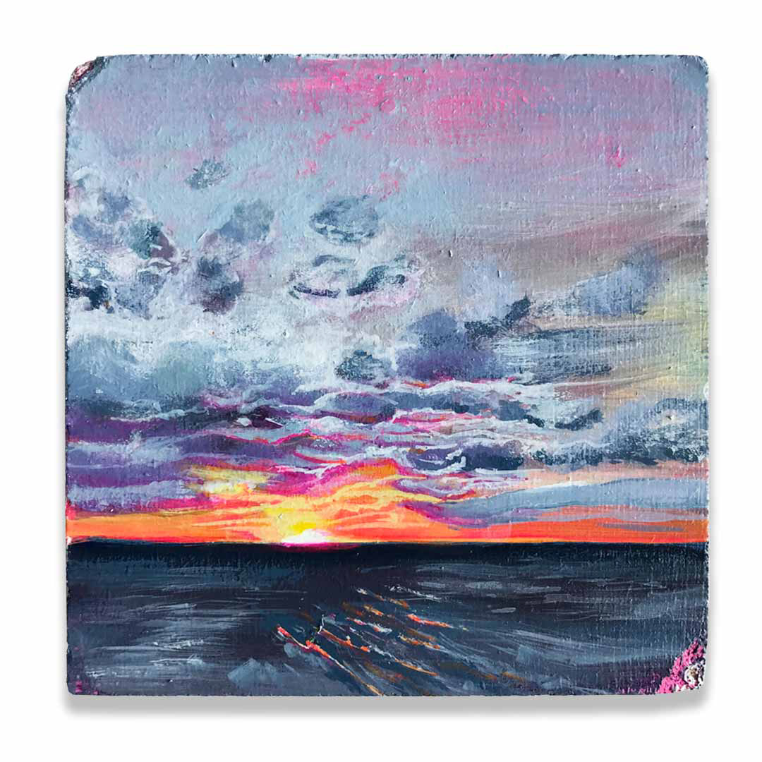 Neon Rodahthe | 5.25x5.25" acrylic on recycled block