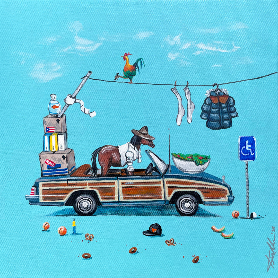 I had a pony in a Jon Voight car | 12x12" acrylic on canvas