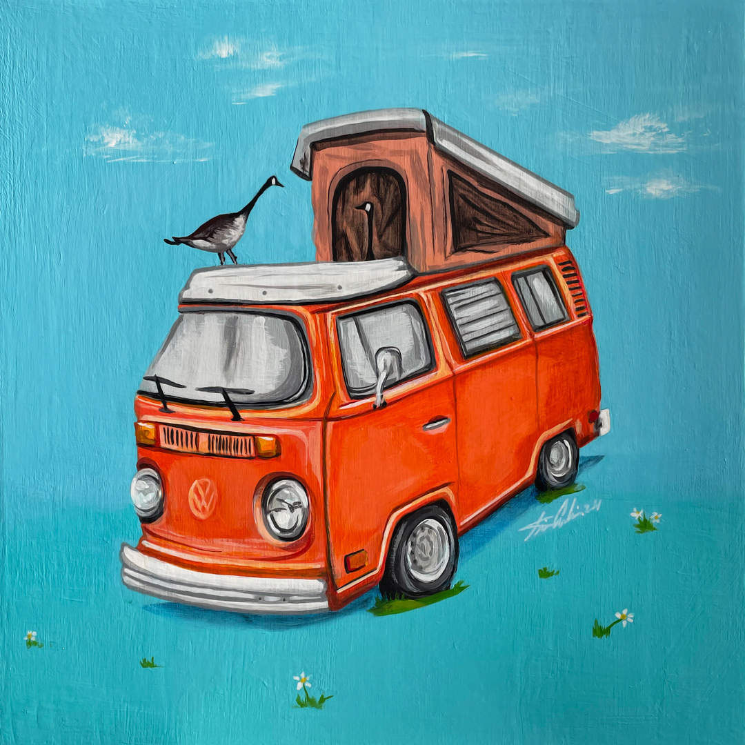 #VanLife-Orange Creamsicle 10x10" [sold]