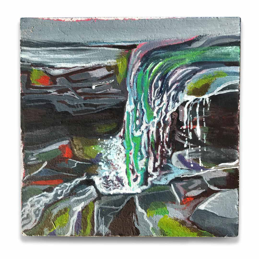 Stadelbauer Falls | 5.25x5.25" acrylic on recycled block