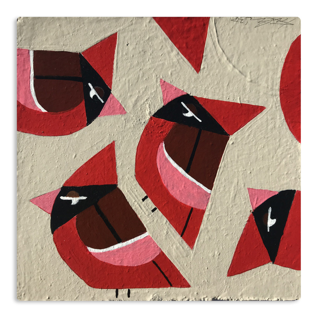 Cardinal Cardinal | 5.25x5.25" acrylic on recycled block