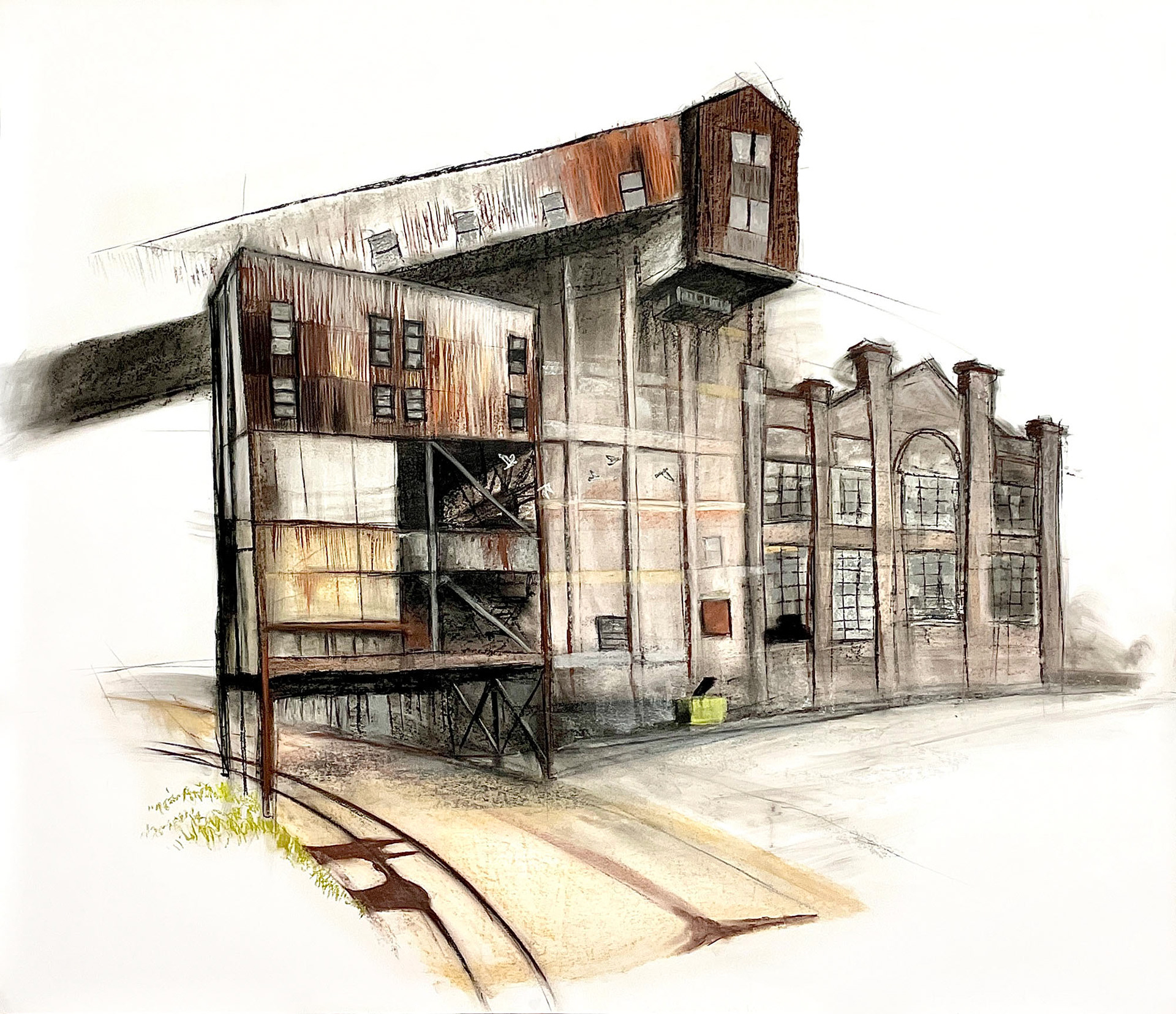 White Bay Power Station, 2021, Pastel, 140x120cm. 