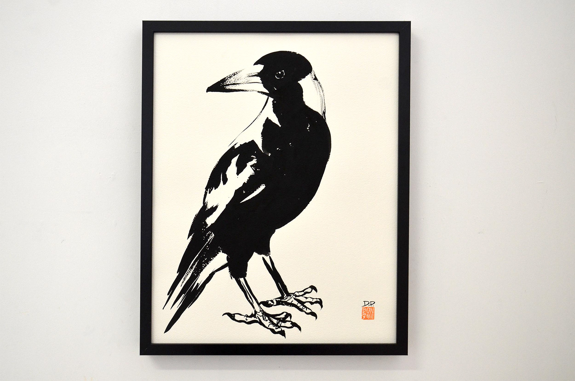 Sumi Ink Magpie 30x40cm