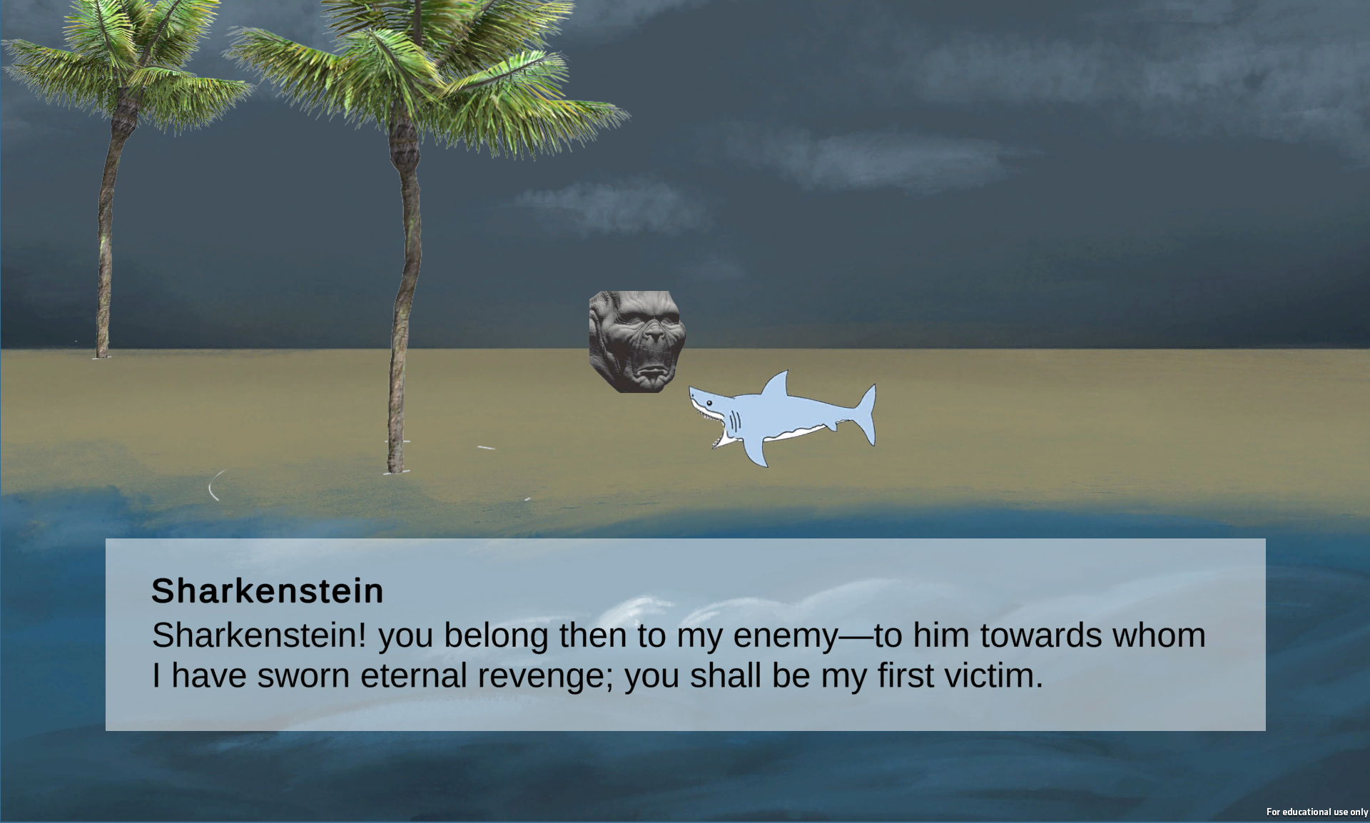 The screenshot of the prototype Sharkenstein