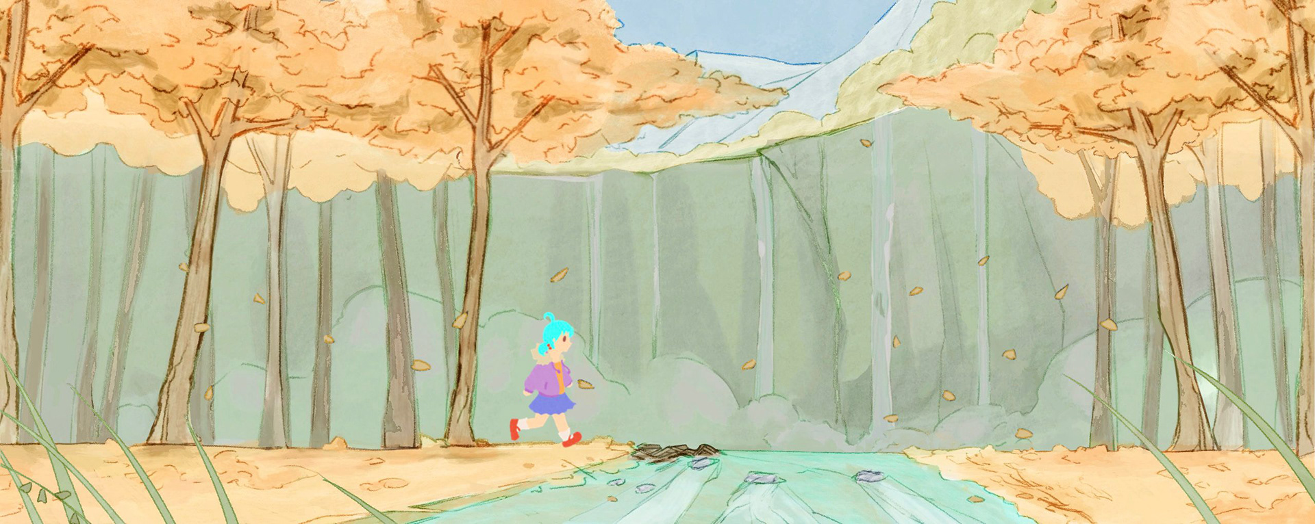 The Riverside in Daytime with Character