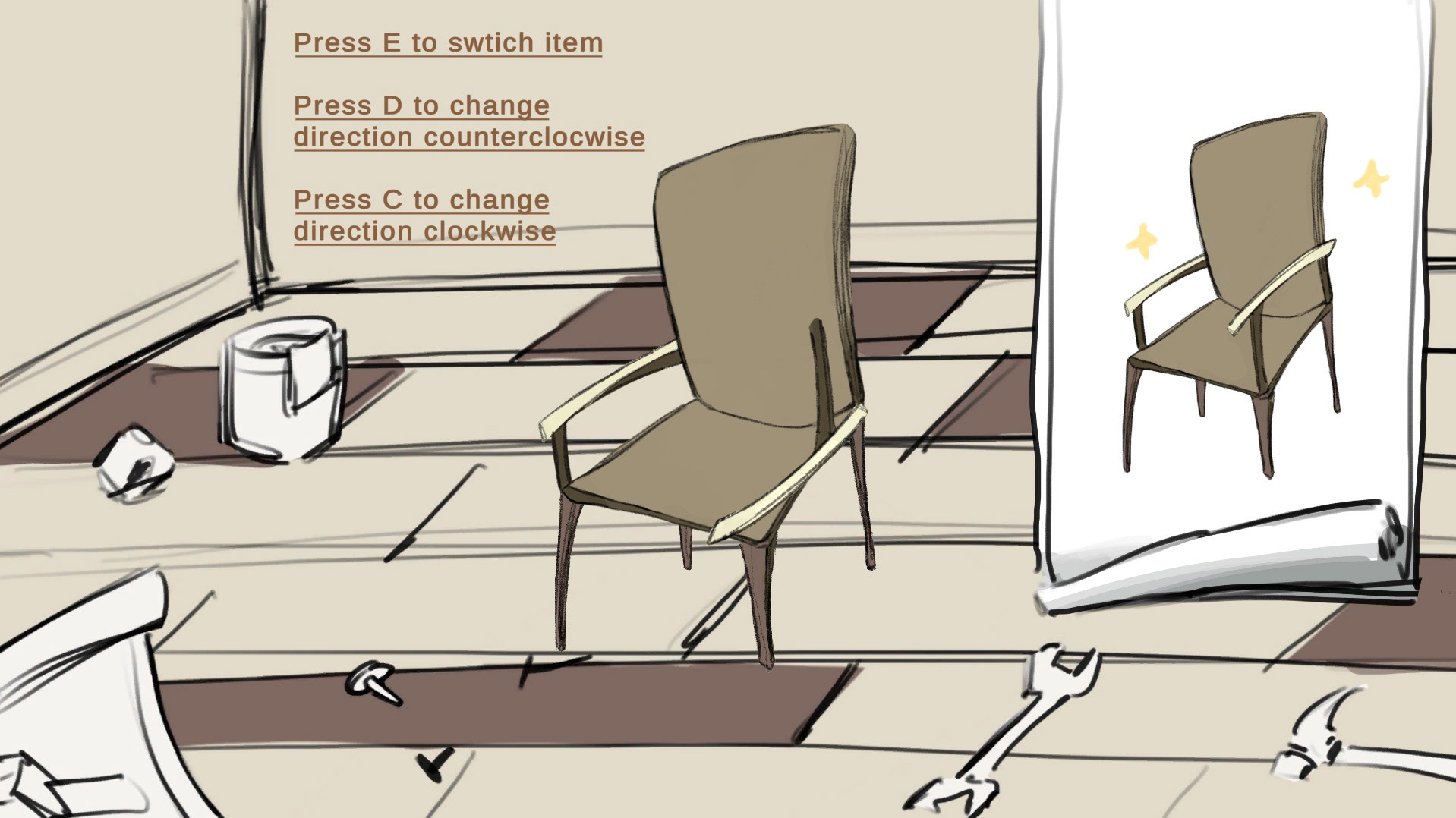 The screenshot of the prototype Squeaky Chair Assembly Line