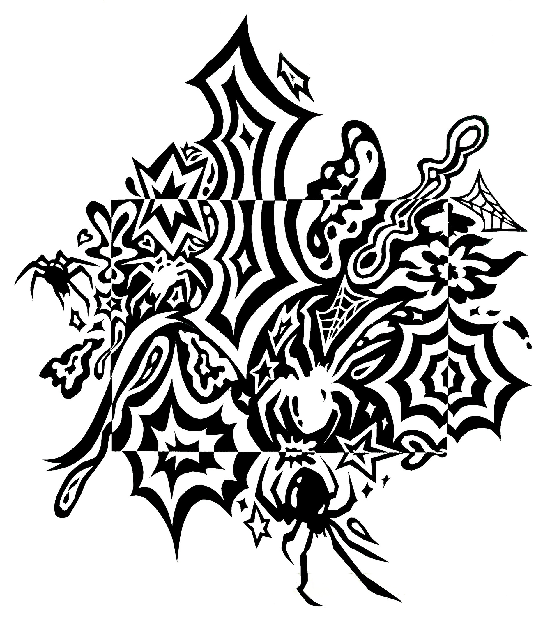 Notan Project, cut paper on watercolor paper, Perceptual Studio - ART 2852C - Spring 23 