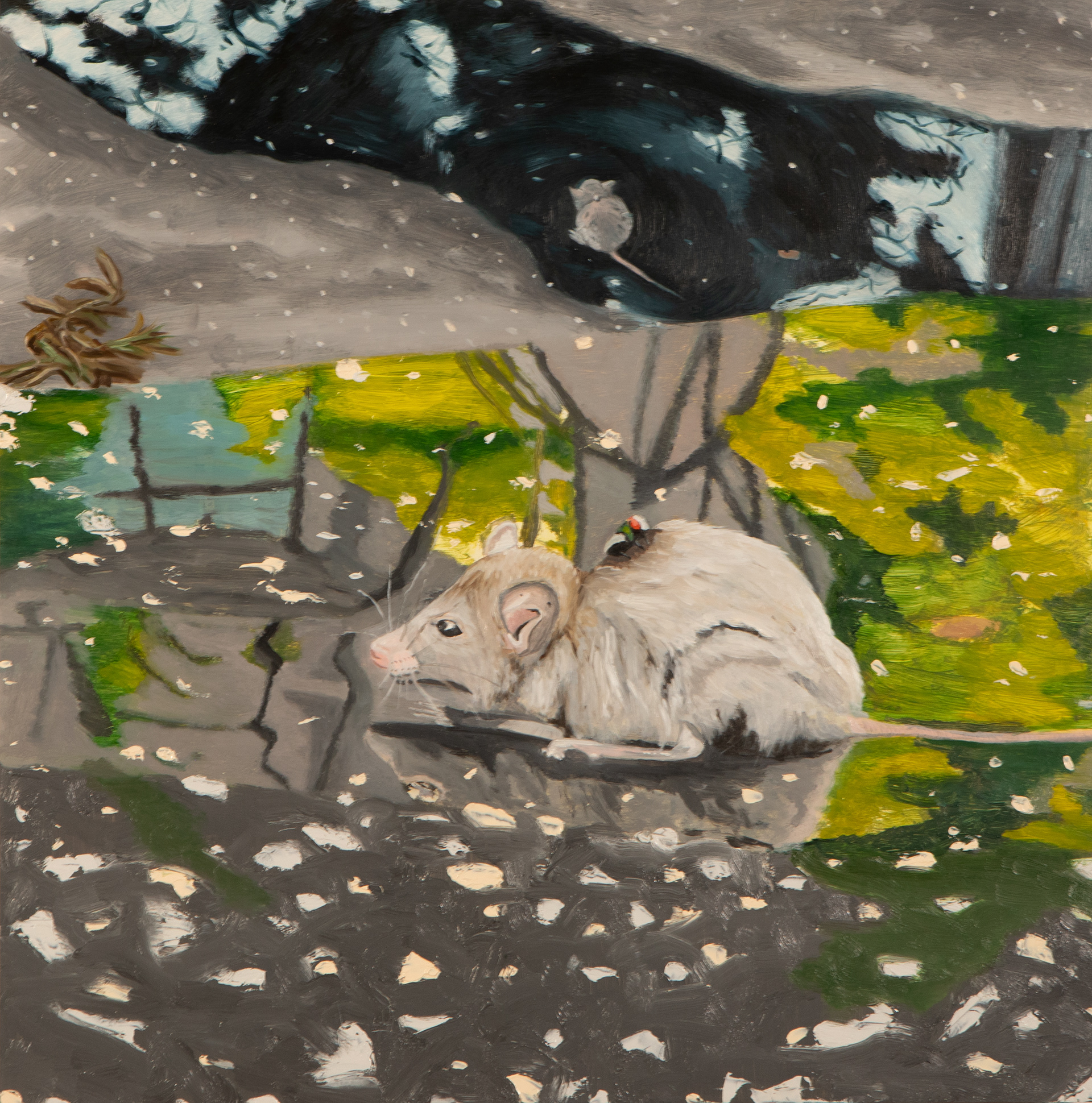 Studio Mouse, oil on panel, 2023