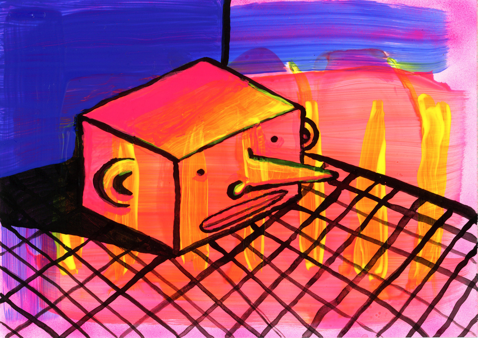 Cranium Critter,  acrylic on yupo, 2021