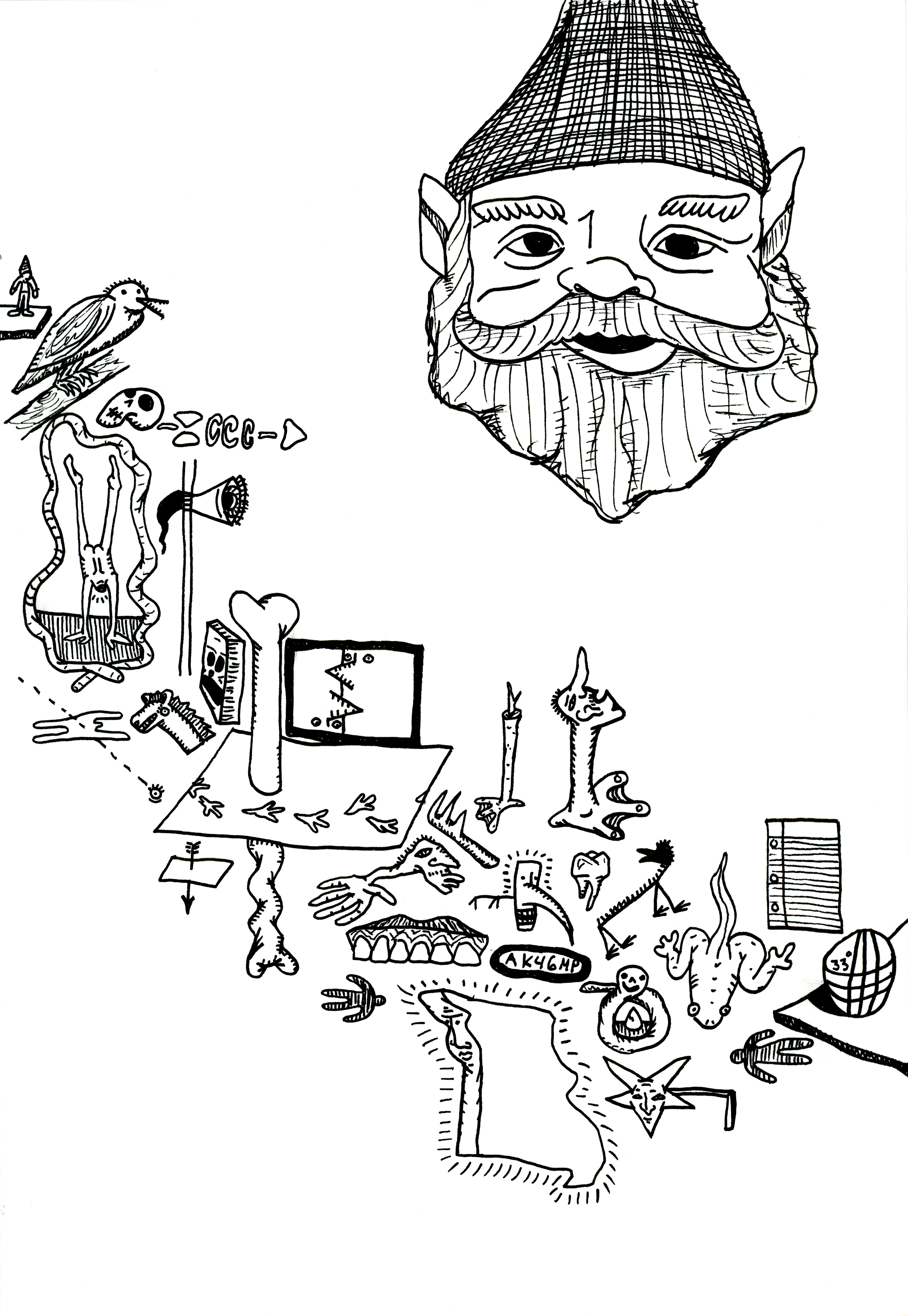 Mind Glyph, ink on paper,  2023