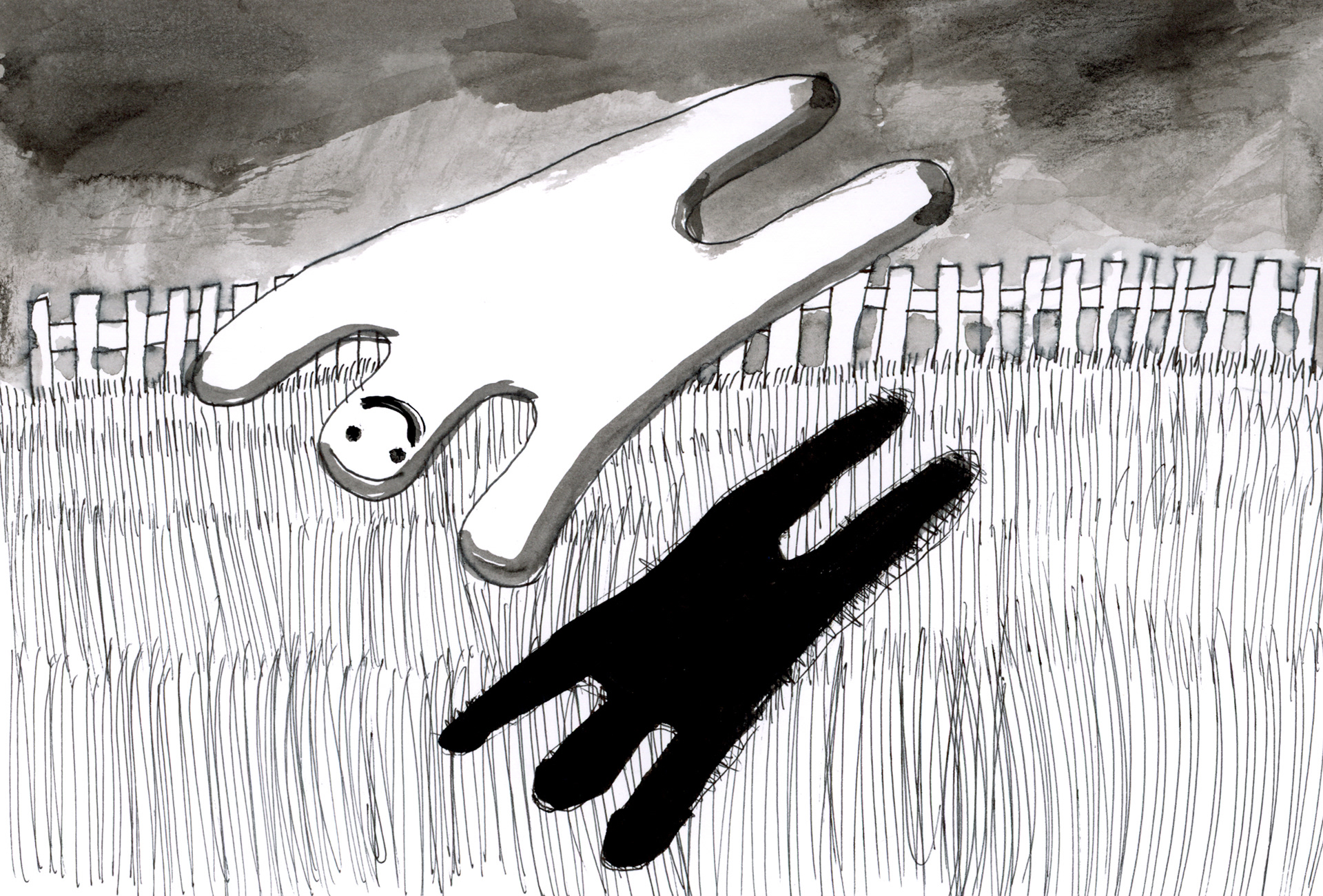 Counting Sheep, ink on paper, 2021