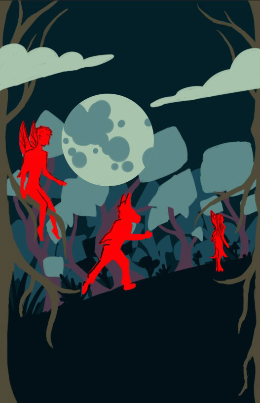 Stage three blocking out the colors for a poster for MHCC