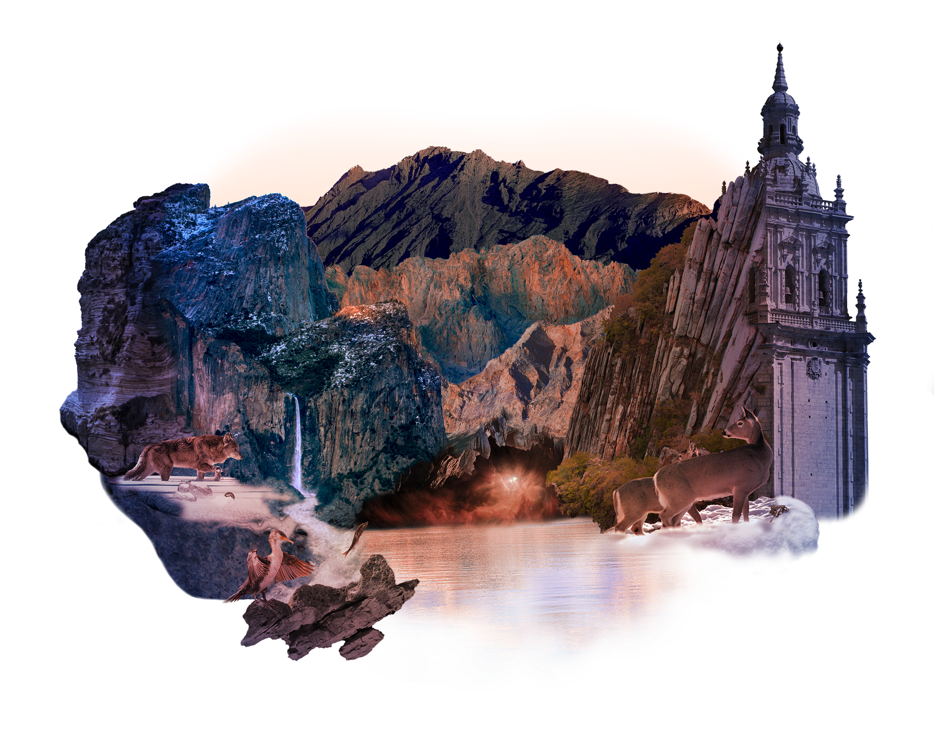 Image collage with mountains and a surreal look